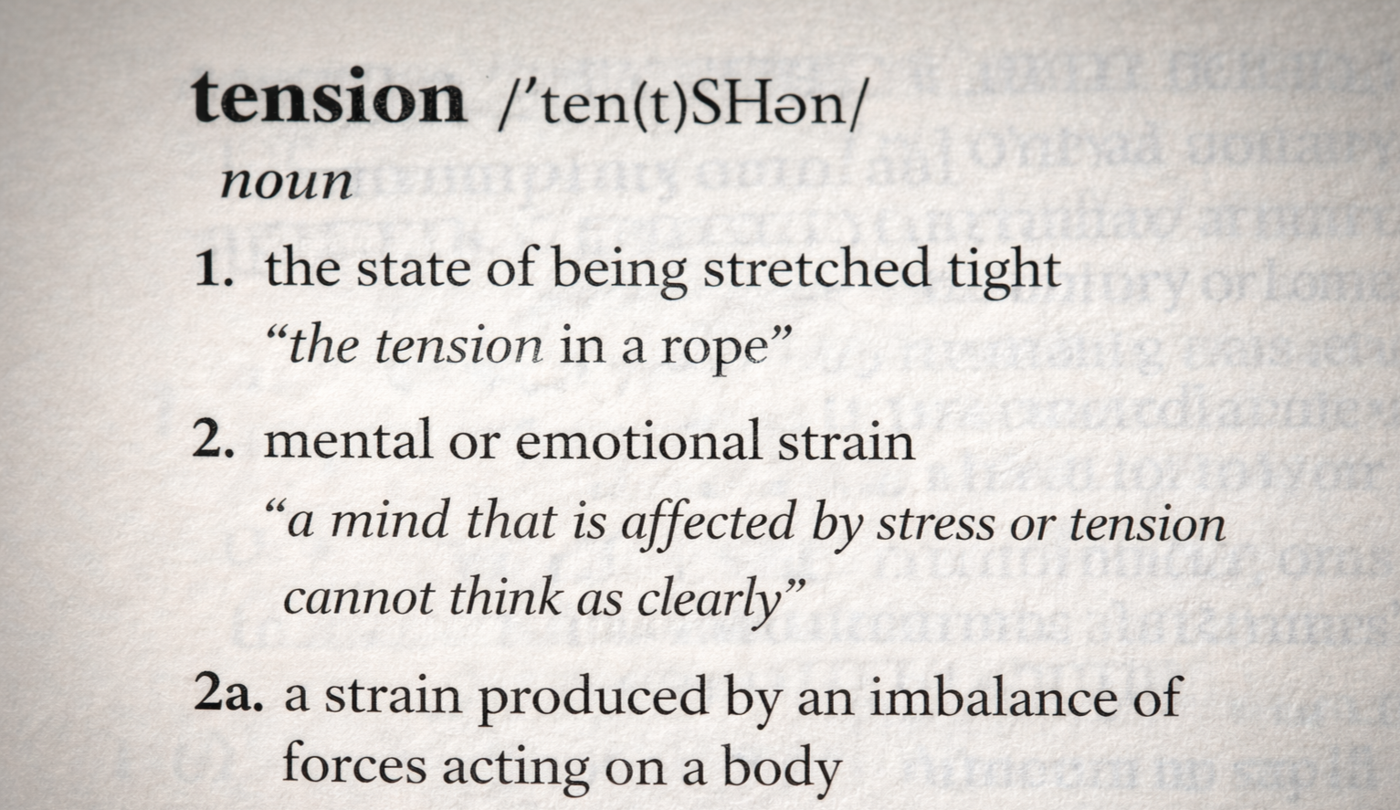 Dictionary definition of "tension"